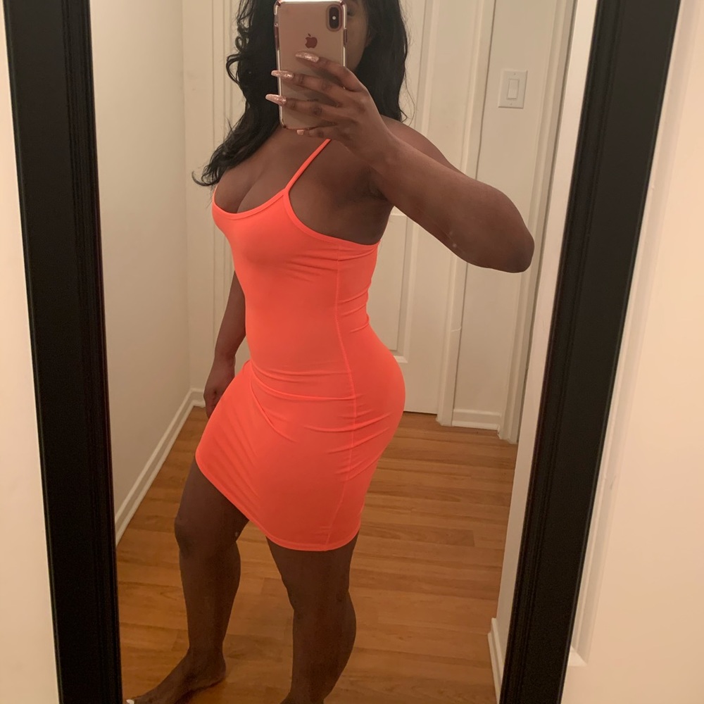 Bright Neon Orange Mini Dress - Picture 3 of 3